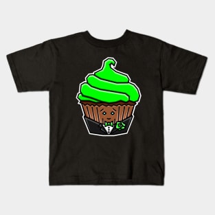 Cute Cupcake in a Tuxedo with Green Icing - Chocolate - Cupcake Kids T-Shirt